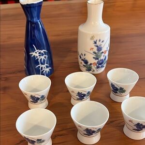 Elegant Floral Sake Set